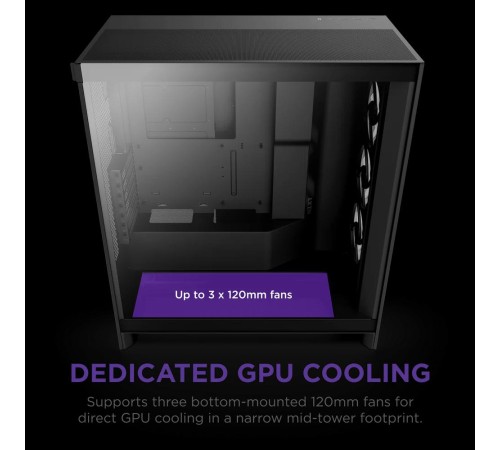 Корпус без блока питания/ Case NZXT H7 Flow RGB, Midi-Tower, TG, 3x120mm RGB, 2xUSB-A 3.2 + 1xUSB-C 3.2, E-ATX, ATX, mATX, mITX Black