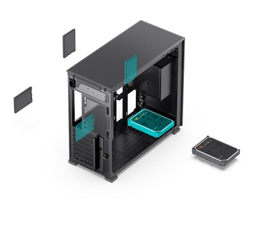 Корпус без блока питания/ Case JONSBO D41 STD SCREEN, Midi-Tower, TG, no fans, 1xUSB-A 3.2 + 1xUSB-C 3.2, ATX, mATX, mITX Black