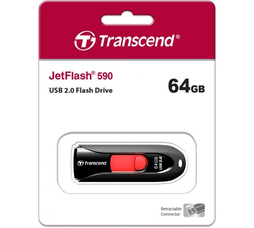 Флеш-накопитель/ Transcend 64GB JetFlash 590, Black Флеш-накопитель/ Transcend 64GB JetFlash 590, Black