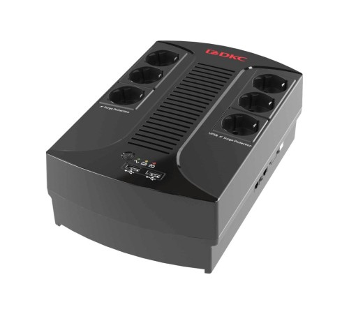 Линейно-интерактивный ИБП ДКС серии Info PDU, 800 ВА/480 Вт, 1/1, 6xSchuko, USB для зарядки (2), USB + RJ11, 1x8Aч Линейно-интерактивный ИБП ДКС серии Info PDU, 800 ВА/480 Вт, 1/1, 6xSchuko, USB для зарядки (2), USB + RJ11, 1x8Aч