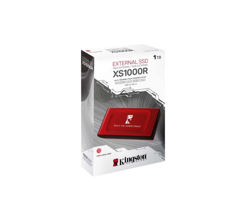 Твердотельный накопитель/ Kingston External SSD XS1000R BOC, 1000GB, Type-C/A, USB 3.2 Gen 2, R/W 1050/1000MB/s, 70x33x14mm, 69g., Red (60 мес)