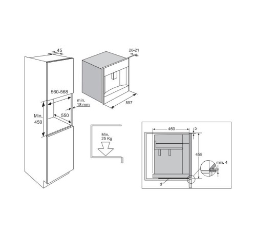 Встраиваемая кофемашина ASKO/ Встраиваемая кофемашина ASKO, Арт. 740608 ; серия Elements, автоматическая, встраиваемая, 45.6 х 59.7 х 47, сенсорное управление, цифровой дисплей, объем отсека для воды 2.5 л., цвет серый