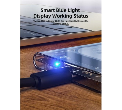 Внешний корпус для диска HDD/SSD Netac WH11 2.5 SATA to USB3.0 External HDD/SSD Case, Slide Transparent Cover, with USB3.0 C to C cable