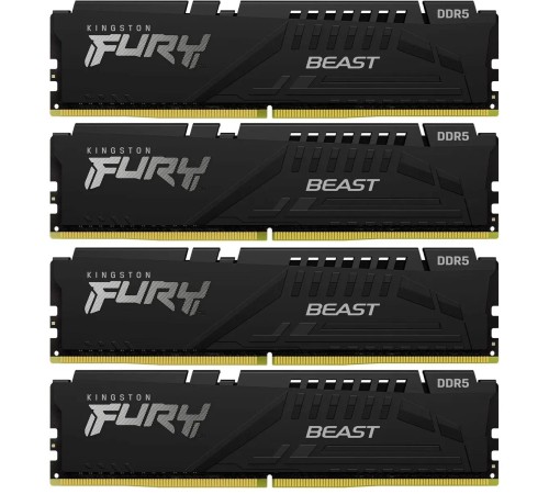 Память оперативная/ Kingston 64GB 6000MT/s DDR5 CL40 DIMM (Kit of 4) FURY Beast Black XMP Память оперативная/ Kingston 64GB 6000MT/s DDR5 CL40 DIMM (Kit of 4) FURY Beast Black XMP