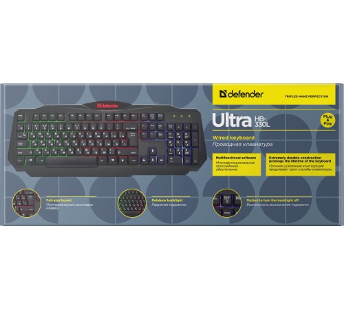 Defender Проводная клавиатура Ultra HB-330L RU,подсветка
