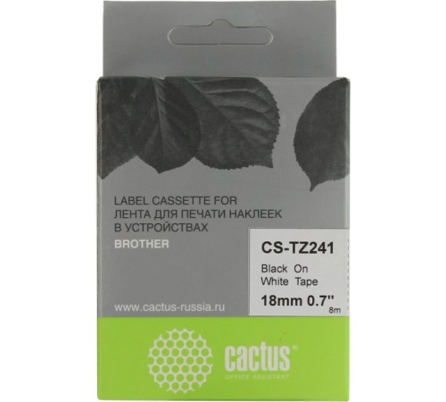 -/ Картридж ленточный Cactus CS-TZ241 TZe-241 черный для Brother 1230/1280/1280VP/2700VP