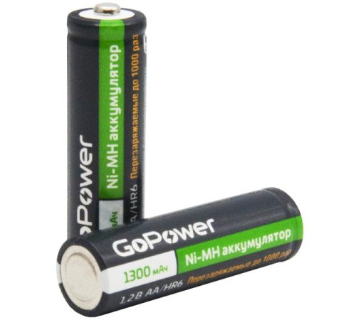 Аккумулятор бытовой GoPower HR6 AA BL2 NI-MH 1300mAh (2/20/240) блистер (2 шт.)