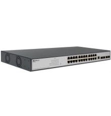 Коммутатор ORIGO Управляемый L3 PoE-коммутатор, 24x1000Base-T PoE, 4x10GBase-X SFP+, PoE-бюджет 250 Вт, консольный порт RJ-45, комплект для установки в 19" стойку