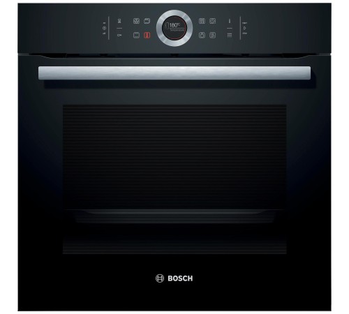 Встраиваемая электрическая духовка BOSCH 59.5x59.5x54.8 см, 71л, дисплей, 8 режимов, пиролиз, 4 стекла, черный