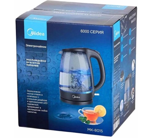 Чайник Midea/ 2200 Вт, 1.7 л, подтсветка, корпус: стекло Чайник Midea/ 2200 Вт, 1.7 л, подтсветка, корпус: стекло