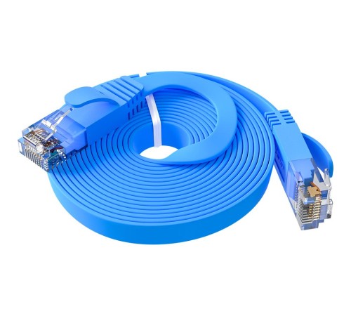 GCR Патч-корд PROF плоский прямой 5.0m, UTP медь кат.6, синий, 30 AWG, ethernet high speed 10 Гбит/с, RJ45, T568B, GCR-52873 GCR Патч-корд PROF плоский прямой 5.0m, UTP медь кат.6, синий, 30 AWG, ethernet high speed 10 Гбит/с, RJ45, T568B, GCR-52873
