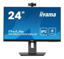 Монитор LCD 23.8'' 16:9 1920х1080(FHD) IPS, 60 Hz, 250 cd/m2, 1000:1, 80M:1, 4ms, VGA, HDMI, DP, USB-Hub, Height adj, Pivot, Tilt, Swivel, Speakers, Webcam, Black