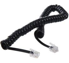 Greenconnect Телефонный шнур витой для трубки  3m, RJ9 4P4C (джек) черный, GCR-TPC4P4C2-3.0m