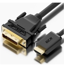 GCR Кабель 2.0m HDMI-DVI черный, GOLD, 19M / 25M Dual Link, 28 AWG, тройной экран