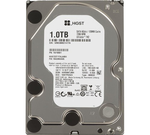 Жесткий диск/ HDD WD SATA Server 1Tb 3.5"""" 7200 6Gb/s 128Mb 1 year warranty (replacement ST1000NM000A, ST1000NM0008, MG04ACA100N)