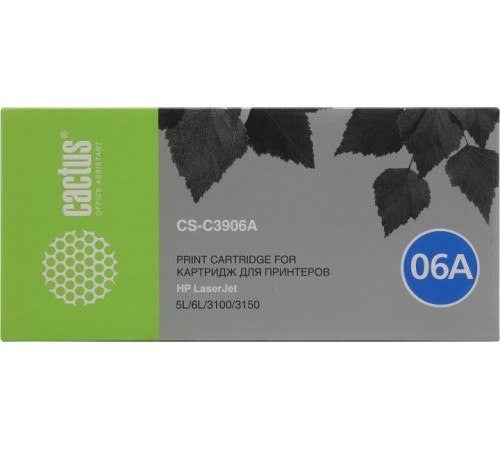 -/ Картридж лазерный Cactus CS-C3906A C3906A черный (2500стр.) для HP LJ 5L/6L/3100/3150