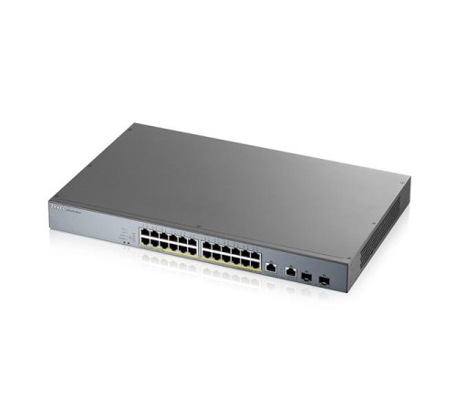 Коммутатор Smart L2 коммутатор PoE+ для IP-видеокамер Zyxel NebulaFlex Pro GS1350-26HP, rack 19", 24xGE PoE+, 2xCombo (SFP/RJ-45), бюджет PoE 375 Вт, питание до 250м, автоперезагрузка PoE-портов