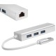 Greenconnect USB 3.0 Разветвитель на 3 порта + 10/100Mbps Ethernet Network metall