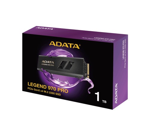 Твердотельный накопитель/ ADATA SSD LEGEND 970 PRO, 1000GB, M.2(22x80mm), NVMe 2.0, PCIe 5.0 x4, 3D NAND, R/W 13000/9500MB/s, IOPs 1 700 000/1 250 000, TBW 740, DWPD 0.4, with Heat Sink (5 лет) Твердотельный накопитель/ ADATA SSD LEGEND 970 PRO, 1000GB, M.2(22x80mm), NVMe 2.0, PCIe 5.0 x4, 3D NAND, R/W 13000/9500MB/s, IOPs 1 700 000/1 250 000, TBW 740, DWPD 0.4, with Heat Sink (5 лет)