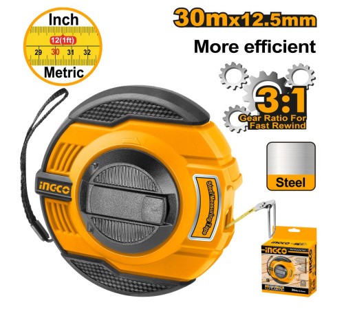 Мерная лента стальная 30 м INGCO HSMT8430 Мерная лента стальная 30 м INGCO HSMT8430