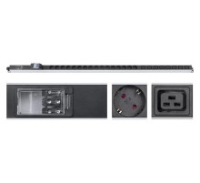  Cabeus PDU-32-16S-8C19-B-T Блок розеток для 19" шкафов, вертикальный, 16 розеток Schuko, 8 розеток IEC 320 C19, 32А, автомат защиты, алюминиевый корпус, клеммная колодка