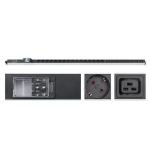  Cabeus PDU-32-16S-8C19-B-T Блок розеток для 19" шкафов, вертикальный, 16 розеток Schuko, 8 розеток IEC 320 C19, 32А, автомат защиты, алюминиевый корпус, клеммная колодка
