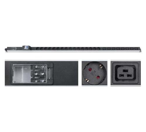 Cabeus PDU-32-16S-8C19-B-T Блок розеток для 19" шкафов, вертикальный, 16 розеток Schuko, 8 розеток IEC 320 C19, 32А, автомат защиты, алюминиевый корпус, клеммная колодка Cabeus PDU-32-16S-8C19-B-T Блок розеток для 19" шкафов, вертикальный, 16 розеток Schuko, 8 розеток IEC 320 C19, 32А, автомат защиты, алюминиевый корпус, клеммная колодка