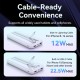 Power Bank Vention 10000mAh(Micro-USB/C/A/A) со встроенными кабелями 22.5W Белый с LED Дисплеем, шт.