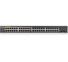 Kоммутатор/ Zyxel GS1900-48HPv2 Smart L2 PoE + switch, rack 19 ", 48xGE (24xPoE +), 2xSFP, PoE budget 170 W