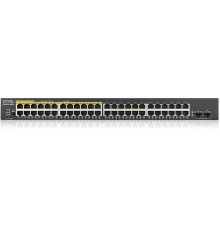 Kоммутатор/ Zyxel GS1900-48HPv2 Smart L2 PoE + switch, rack 19 ", 48xGE (24xPoE +), 2xSFP, PoE budget 170 W