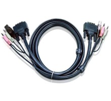 Кабель KVM USB(тип А Male)+DVI-D(Male)+2хАудио(Male) <-> USB(тип B Male)+DVI-D(Male)+2хАудио(Male) 1,8м., черный./ CABLE DVI/USBA/SP.MC-DVI/USB B 1.8M