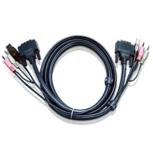 Кабель KVM USB(тип А Male)+DVI-D(Male)+2хАудио(Male) <-> USB(тип B Male)+DVI-D(Male)+2хАудио(Male) 1,8м., черный./ CABLE DVI/USBA/SP.MC-DVI/USB B 1.8M
