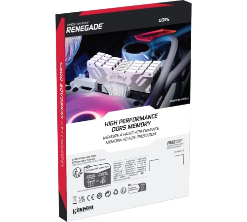 Память оперативная/ Kingston 64GB 6400MT/s DDR5 CL32 DIMM (Kit of 2) FURY Renegade White XMP Память оперативная/ Kingston 64GB 6400MT/s DDR5 CL32 DIMM (Kit of 2) FURY Renegade White XMP