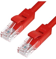 Greenconnect Патч-корд прямой 0.5m, UTP кат.5e, красный, позолоченные контакты, 24 AWG, литой, GCR-LNC04-0.5m, ethernet high speed 1 Гбит/с, RJ45, T568B