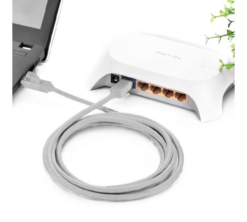 GCR Патч-корд перекрестный ethernet 15.0m UTP кат.5е, серый, RJ45, литой