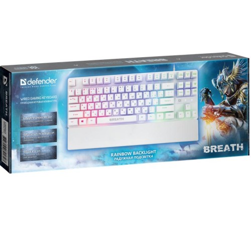 Defender Проводная игровая клавиатура Breath GK-184 RU, белый,радужная,87кнопок