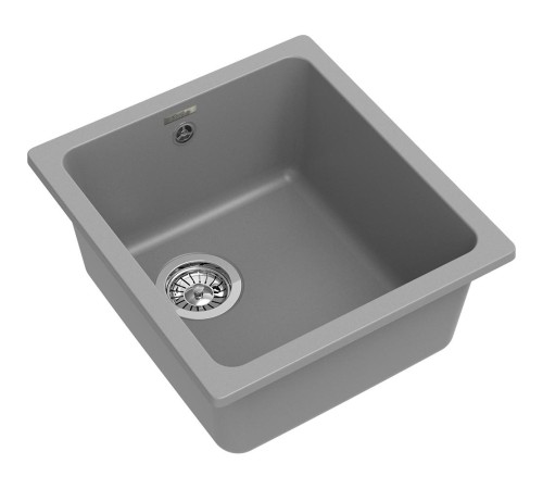 Кухонная мойка RIVELATO RIVELATO Мойка BERKANA 35 1-чаш 415*455, монтаж: универсальный, материал: кварц, цвет серый металлик