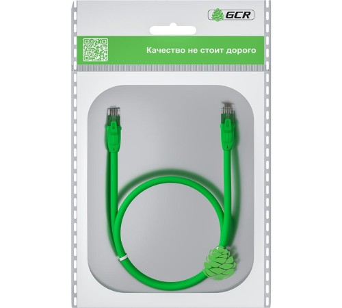 GCR Патч-корд прямой 0.75m UTP кат.6, зеленый, 24 AWG, ethernet high speed, RJ45, T568B, GCR-52384
