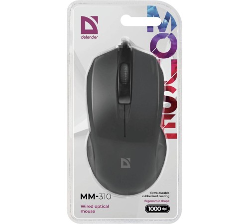 Проводная оптическая мышь Defender 52310 MM-310 черный,3 кнопки,1000 dpi Проводная оптическая мышь Defender 52310 MM-310 черный,3 кнопки,1000 dpi