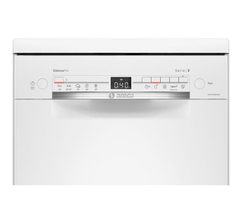 Отдельностоящая посудомоечная машина Bosch, 45 см, 10 комплектов, 5 программ, электронное управление, дисплей, отсрочка старта, уровень шума 46 дБ, энергоэффективность А+, цвет белый Отдельностоящая посудомоечная машина Bosch, 45 см, 10 комплектов, 5 программ, электронное управление, дисплей, отсрочка старта, уровень шума 46 дБ, энергоэффективность А+, цвет белый