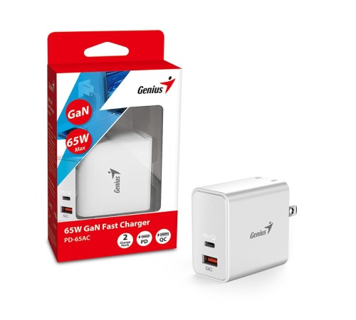 Зарядное устройство PD-65AC мощностью 65 Вт,порты USB-C и USB-A, EU Зарядное устройство PD-65AC мощностью 65 Вт,порты USB-C и USB-A, EU
