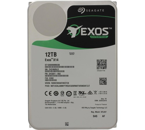 Жесткий диск/ HDD Seagate SAS 12Tb Enterprise Capacity Exos X14 12Gb/s 7200 256Mb (clean pulled) 1 year warranty (replacement ST12000NM002G)