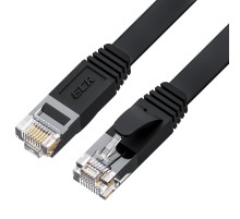 GCR Патч-корд PROF плоский прямой 0.15m, UTP медь кат.6, черный, 30 AWG, ethernet high speed 10 Гбит/с, RJ45, T568B