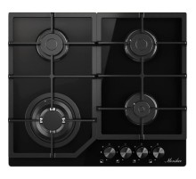 Варочная поверхность MONSHER/ Варочная поверхность MONSHER, газ, High-Tech, 59 см, автоматический электроподжиг, газ-контроль, форсунки под сжиженый газ, SABAF конфорки, чугунные решетки, цвет черный