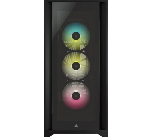 Корпус без блока питания/ Case Corsair iCUE 5000X RGB, Midi-Tower, TG, 3x120mm RGB, 2xUSB-A 3.2, 1xUSB 3.2 Type-C, E-ATX, ATX, mATX, mITX Black