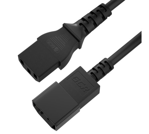 GCR Кабель питания PROF удлинитель 1.0m, С13 - С14, черный, 3*1,0mm, GCR-54335 GCR Кабель питания PROF удлинитель 1.0m, С13 - С14, черный, 3*1,0mm, GCR-54335