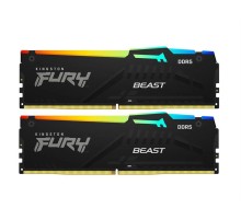 Оперативная память Kingston 32GB 6400MT/s DDR5 CL32 DIMM Kit (2x16GB) FURY Beast RGB XMP