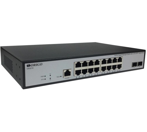 Коммутатор/ Управляемый L3 коммутатор, 16x1000Base-T, 2x10GBase-X SFP+, консольный порт RJ-45, комплект для установки в 19" стойку