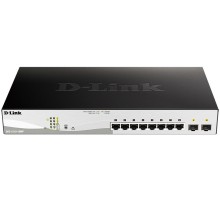 Коммутатор/ DGS-1210-10MP/F Smart L2 Switch 8х1000Base-T PoE, 2х1000Base-X SFP, PoE Budget 130W, Compact CLI
