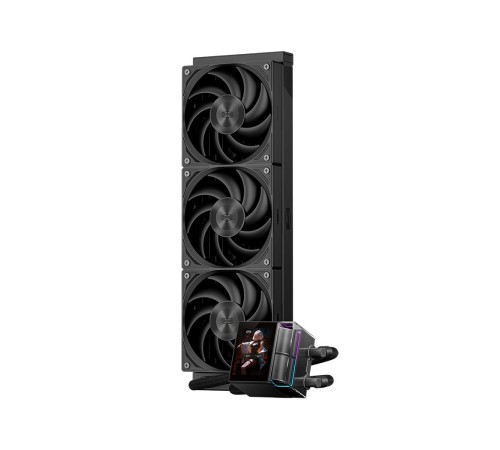 Система охлаждения/ Water Cooling System PCCooler DS360 Display BK (310W, 360mm, LED, Black, ARGB Pump/ Fans: 3x120mm, 90.56CFM, 39.8dBA, 2500RPM/ Pump height 65mm, 15dBA, 2600RPM, Rad thickness 27mm/ S: 1851, 1700, 1200, 115X, AM5, AM4)